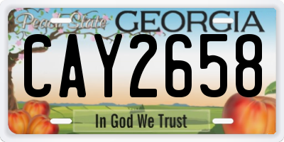 GA license plate CAY2658