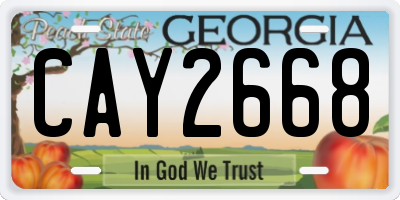 GA license plate CAY2668