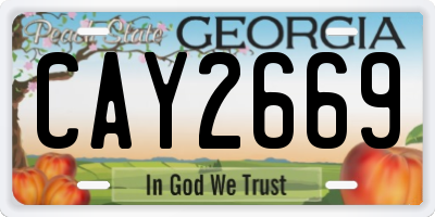 GA license plate CAY2669
