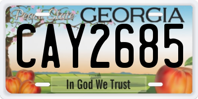 GA license plate CAY2685