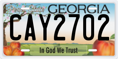 GA license plate CAY2702