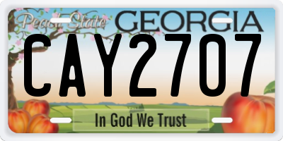 GA license plate CAY2707