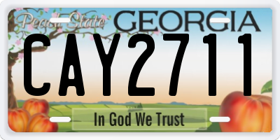 GA license plate CAY2711