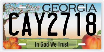 GA license plate CAY2718