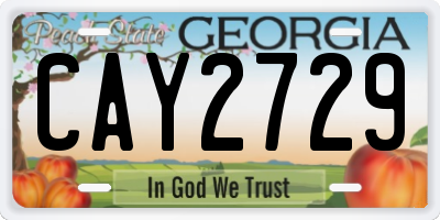 GA license plate CAY2729