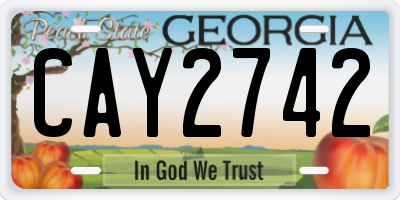 GA license plate CAY2742