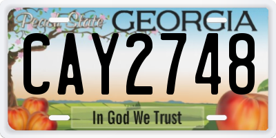 GA license plate CAY2748