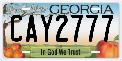 GA license plate CAY2777