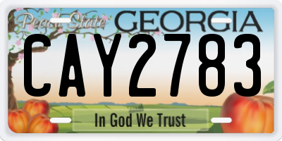 GA license plate CAY2783