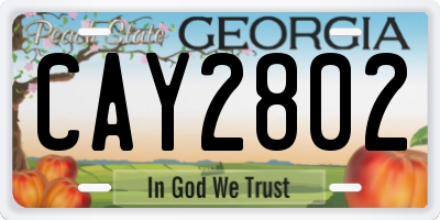 GA license plate CAY2802