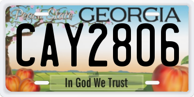 GA license plate CAY2806