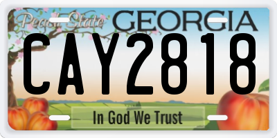 GA license plate CAY2818