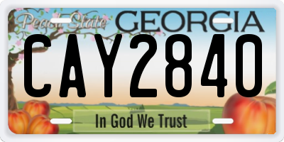 GA license plate CAY2840