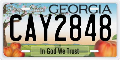 GA license plate CAY2848