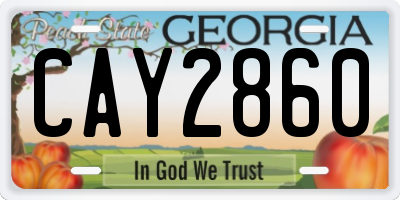 GA license plate CAY2860