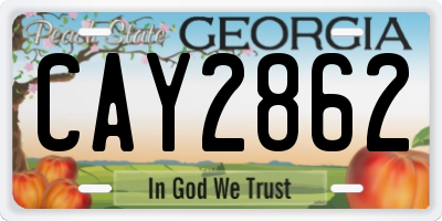 GA license plate CAY2862