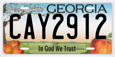 GA license plate CAY2912