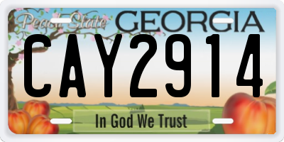 GA license plate CAY2914
