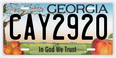 GA license plate CAY2920