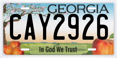 GA license plate CAY2926