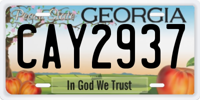 GA license plate CAY2937