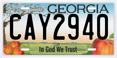GA license plate CAY2940