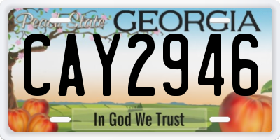 GA license plate CAY2946