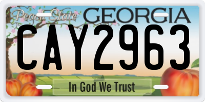 GA license plate CAY2963