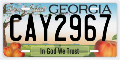 GA license plate CAY2967