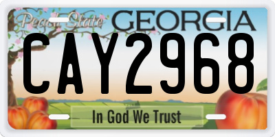 GA license plate CAY2968