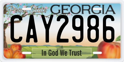 GA license plate CAY2986