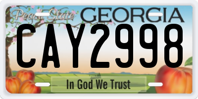 GA license plate CAY2998