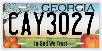 GA license plate CAY3027