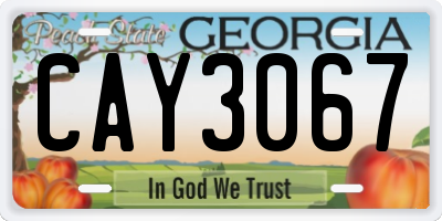 GA license plate CAY3067
