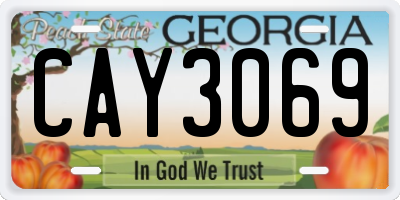 GA license plate CAY3069