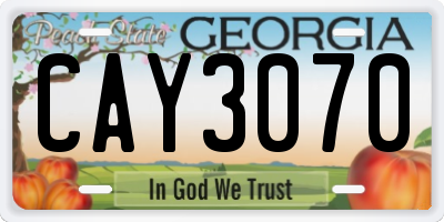 GA license plate CAY3070