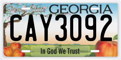 GA license plate CAY3092