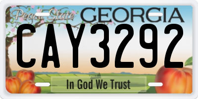 GA license plate CAY3292