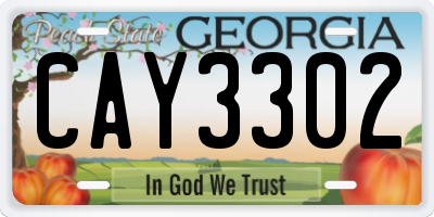 GA license plate CAY3302