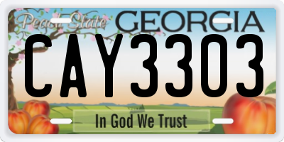 GA license plate CAY3303