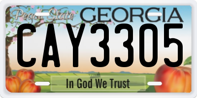 GA license plate CAY3305