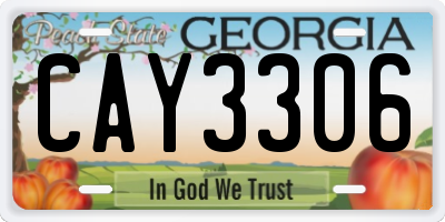 GA license plate CAY3306