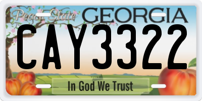 GA license plate CAY3322
