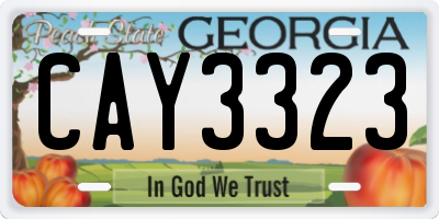 GA license plate CAY3323