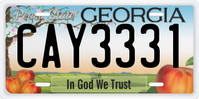 GA license plate CAY3331