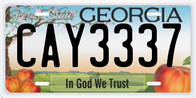 GA license plate CAY3337