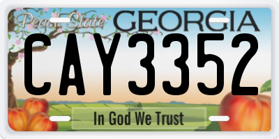 GA license plate CAY3352