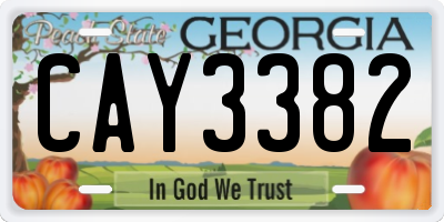 GA license plate CAY3382