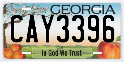 GA license plate CAY3396