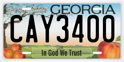 GA license plate CAY3400